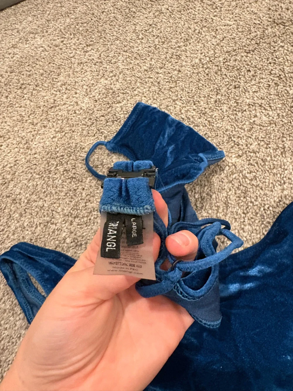 triangl swimwear Velvet Bandeau & cheeky Set - navy Blue